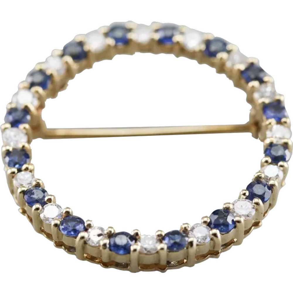 Sapphire and Diamond Circle Pin - image 1