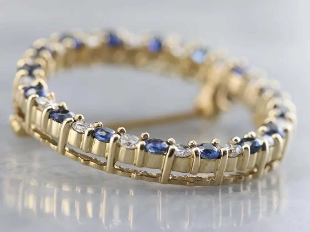 Sapphire and Diamond Circle Pin - image 2