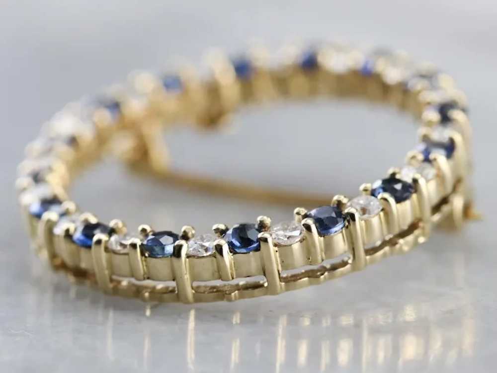 Sapphire and Diamond Circle Pin - image 3