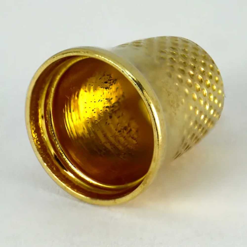 9K Yellow Gold Thimble Charm Pendant - image 2