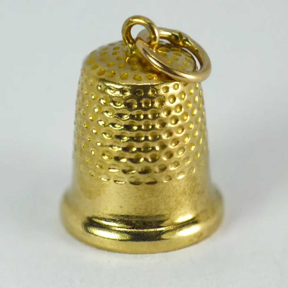 9K Yellow Gold Thimble Charm Pendant - image 4