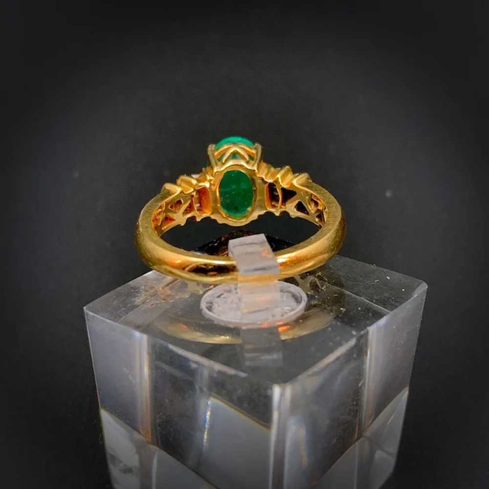 18k Emerald and Diamond Estate Ring - image 6