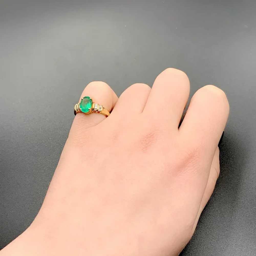 18k Emerald and Diamond Estate Ring - image 7