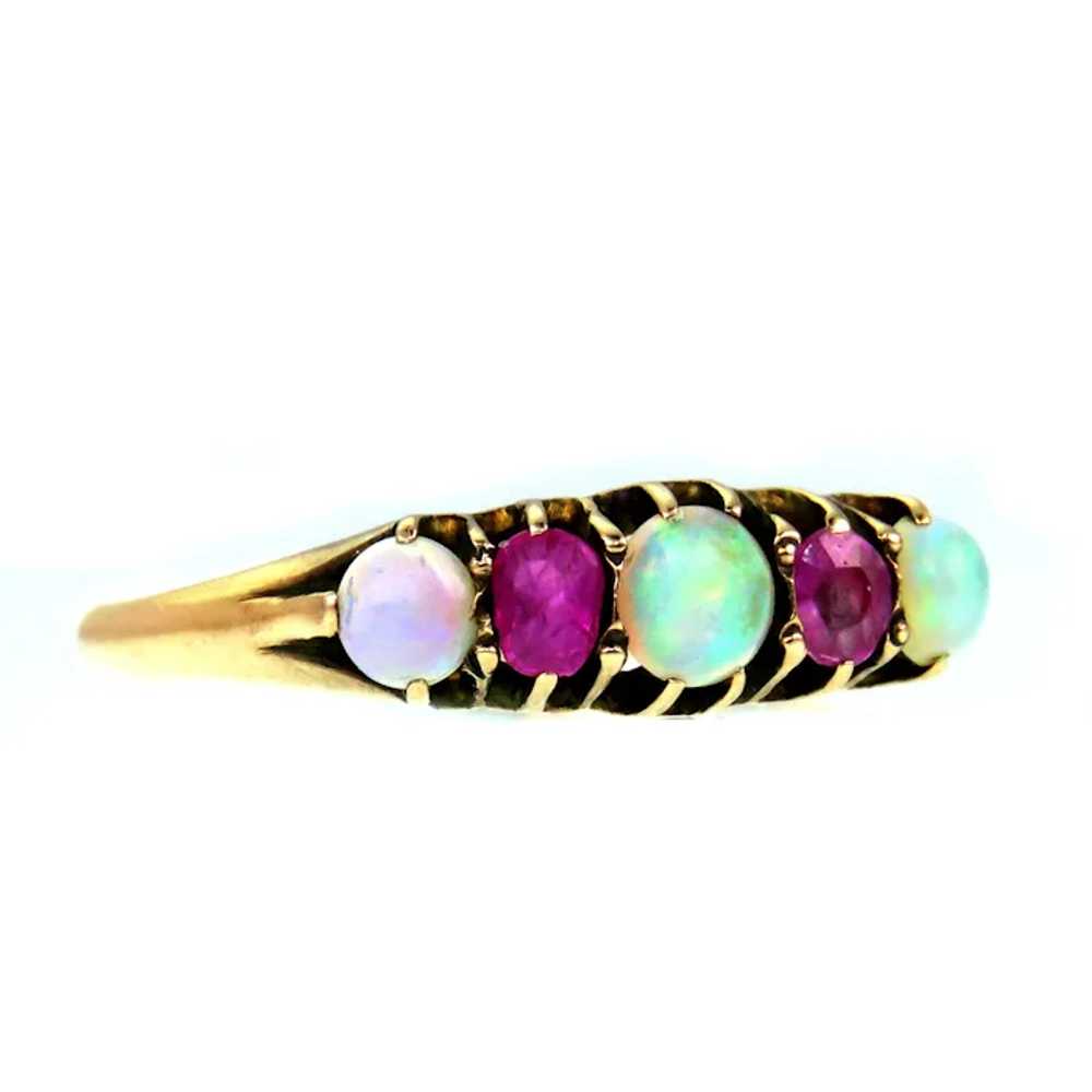 Opal and Ruby Paste 9k Gold Ring - image 2