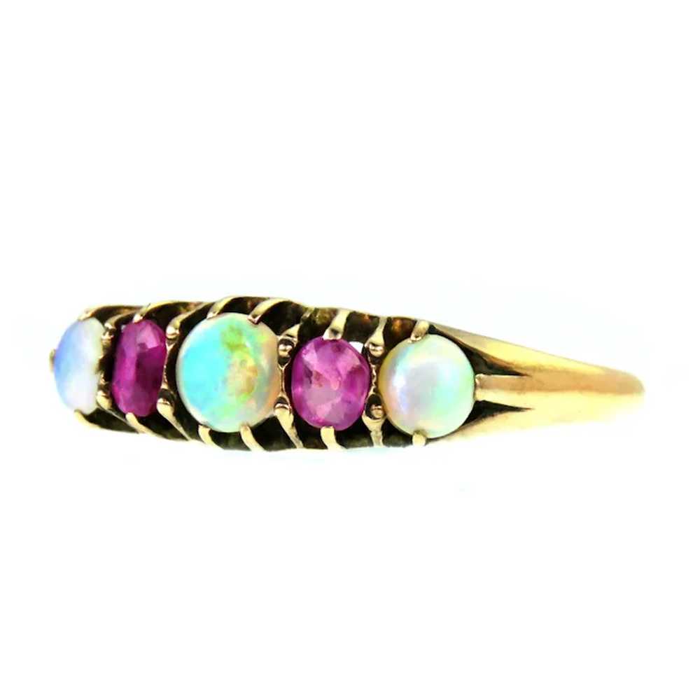 Opal and Ruby Paste 9k Gold Ring - image 3