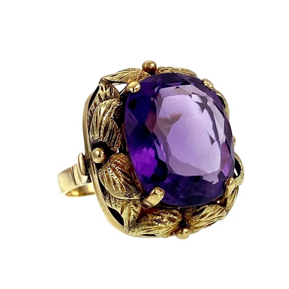 Vintage 18K & Amethyst Ring - image 2