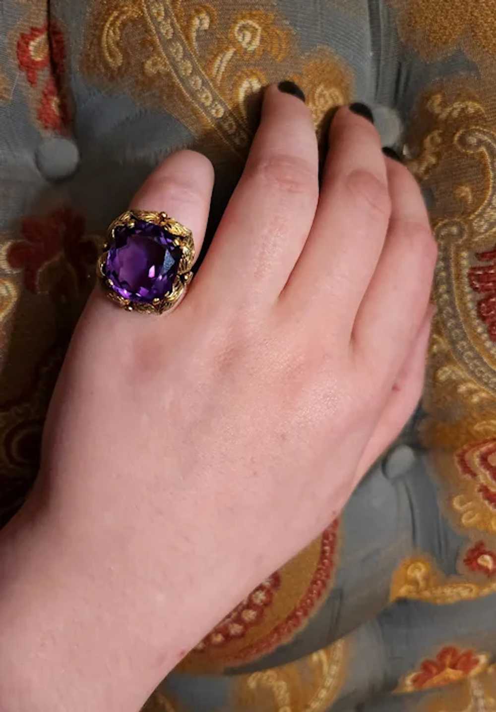 Vintage 18K & Amethyst Ring - image 8