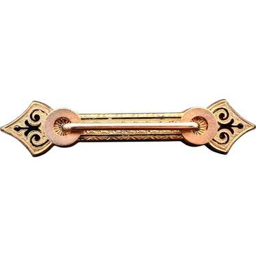 Antique Gold Filled Black Enamel Bar Collar Pin