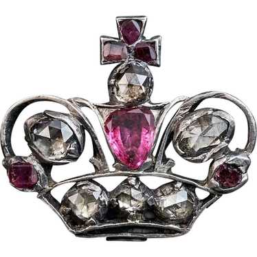 18th Century Antique Russian Jeweled Crown Badge - image 1