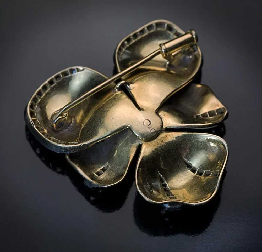 Antique 19th Century Enamel Diamond 14K Gold Pans… - image 3