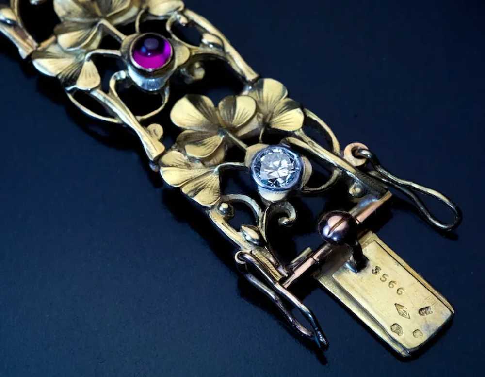 French Art Nouveau Antique Jeweled Gold Bracelet - image 5