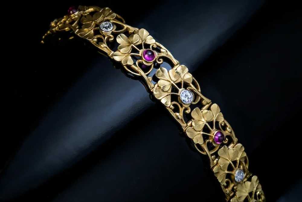 French Art Nouveau Antique Jeweled Gold Bracelet - image 6