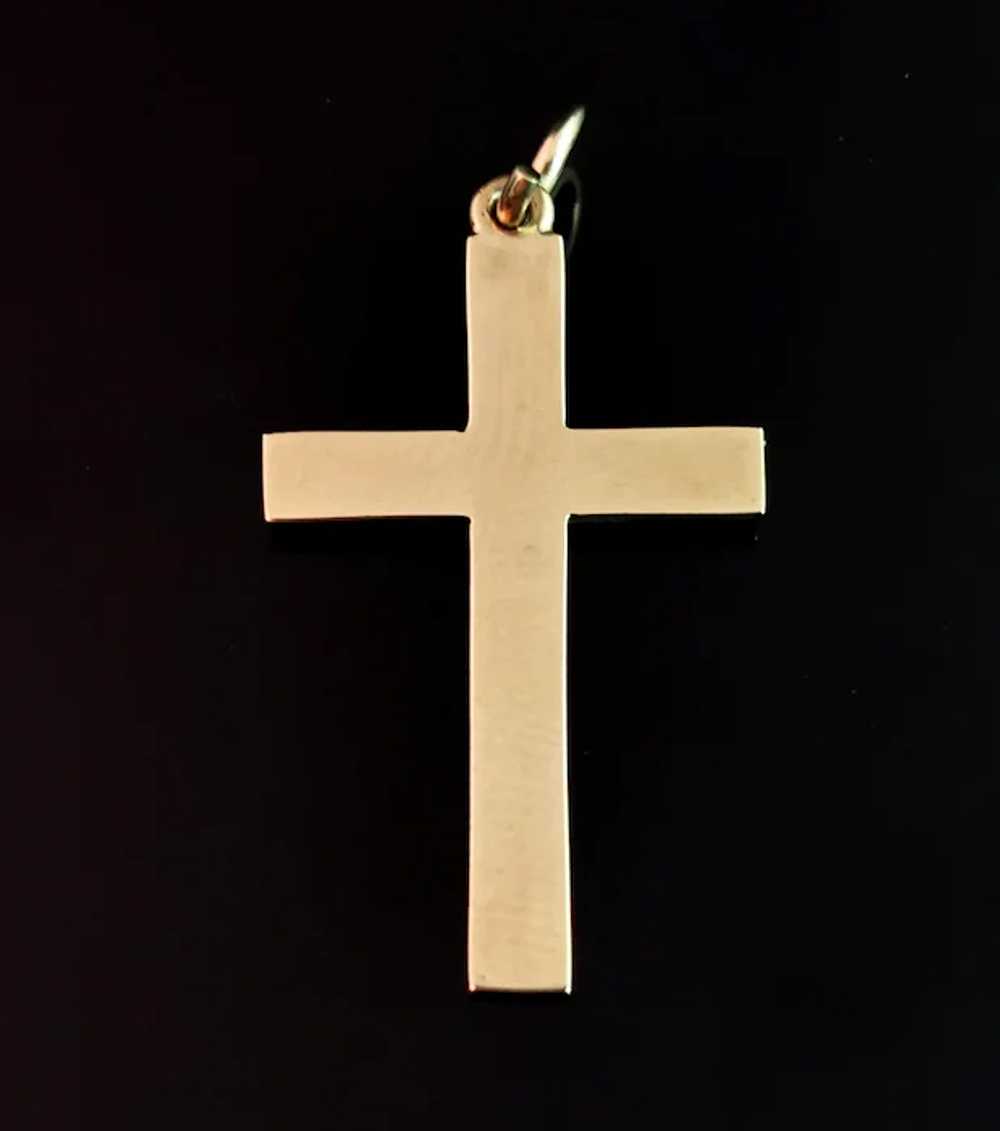 Vintage 9k yellow gold Cross pendant, Deakin and … - image 2