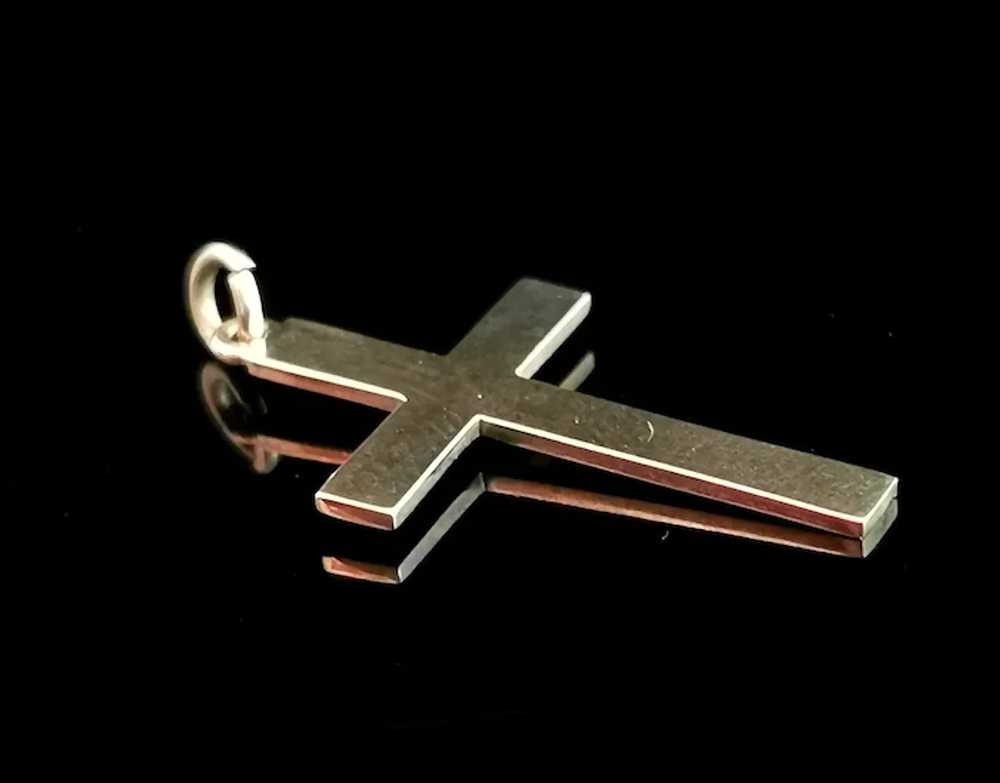 Vintage 9k yellow gold Cross pendant, Deakin and … - image 3