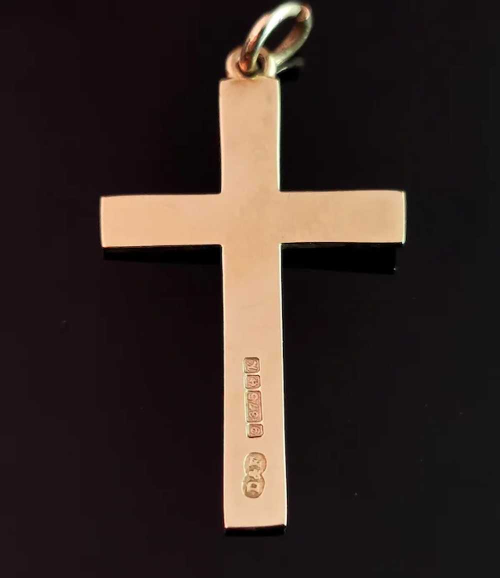 Vintage 9k yellow gold Cross pendant, Deakin and … - image 4