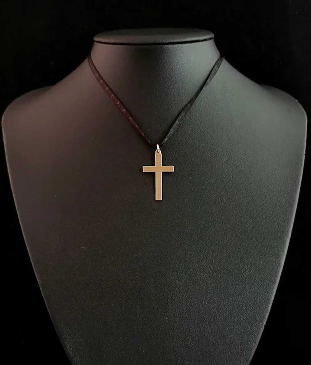 Vintage 9k yellow gold Cross pendant, Deakin and … - image 6