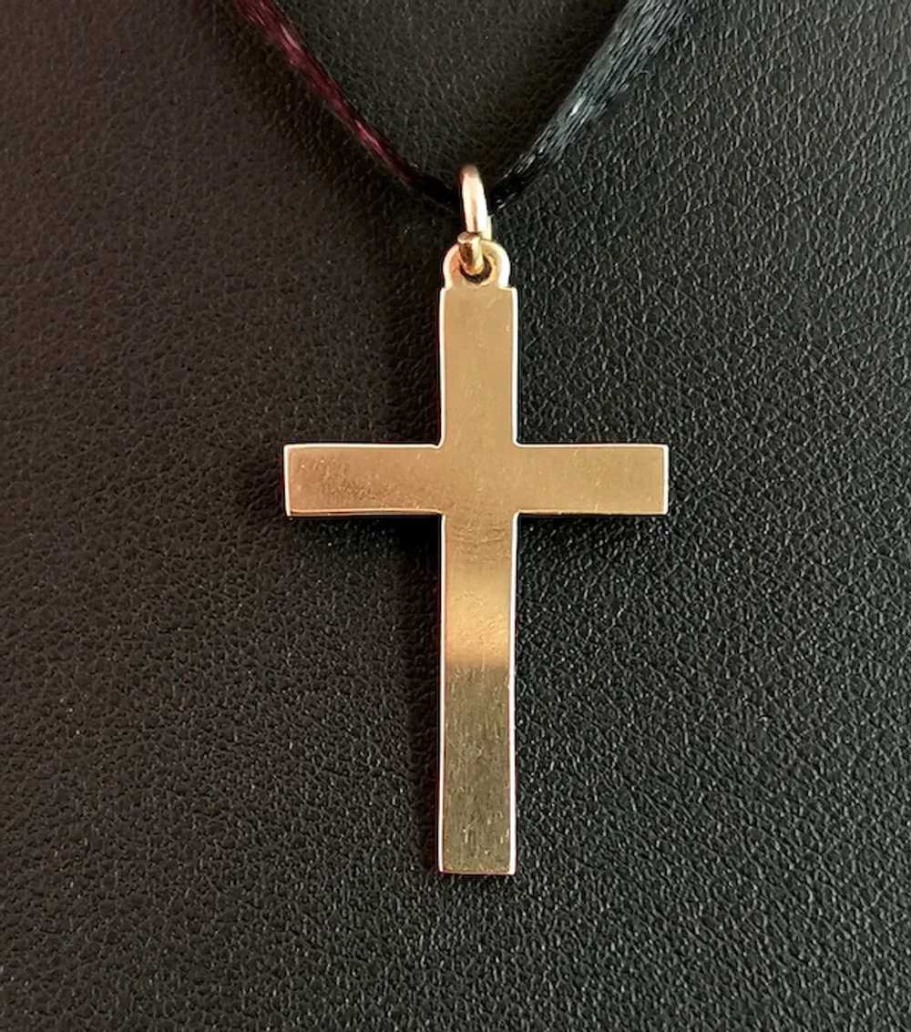 Vintage 9k yellow gold Cross pendant, Deakin and … - image 7