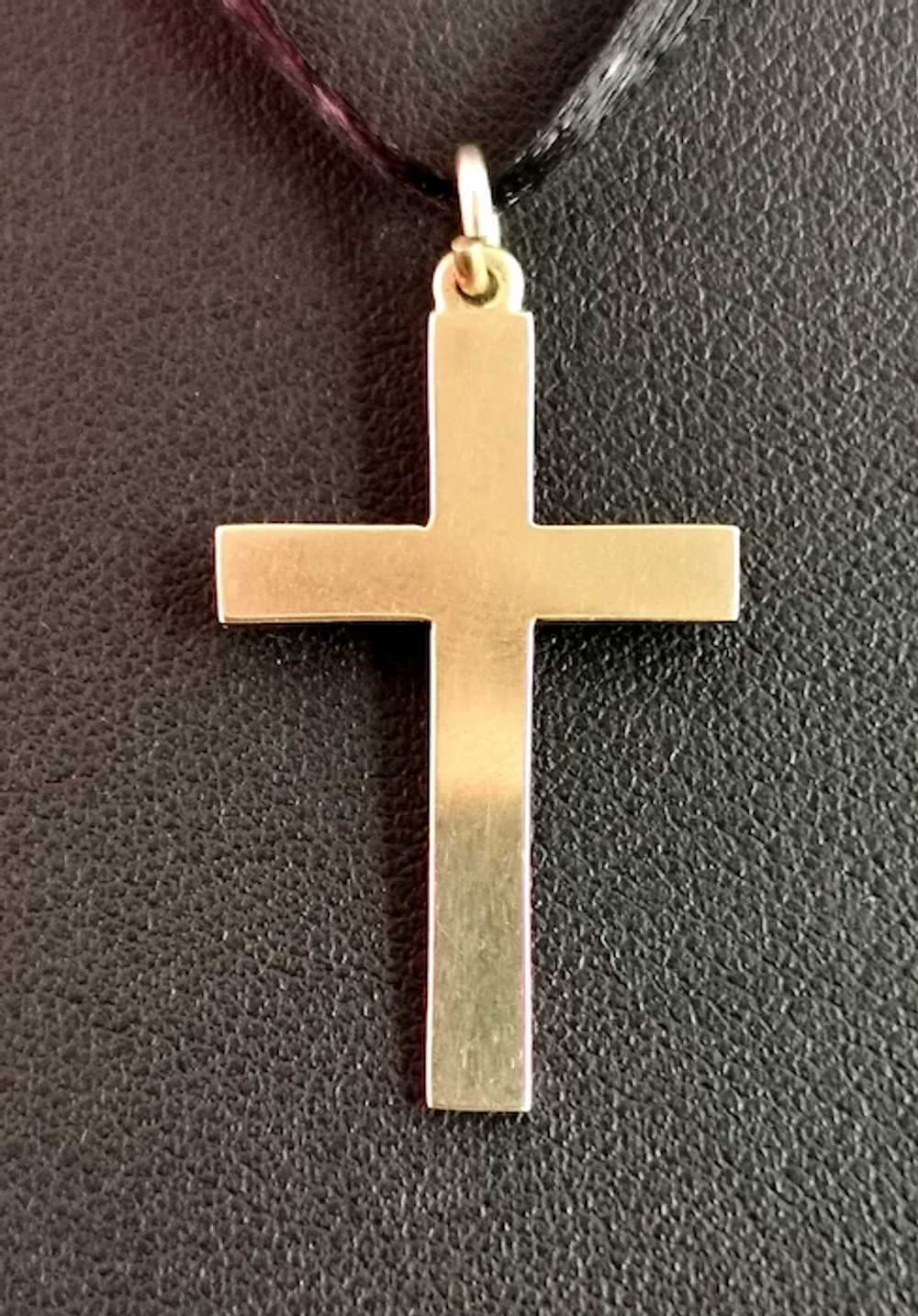 Vintage 9k yellow gold Cross pendant, Deakin and … - image 8