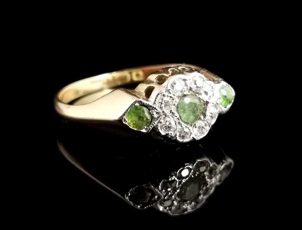 Antique Edwardian Peridot and Diamond cluster rin… - image 11