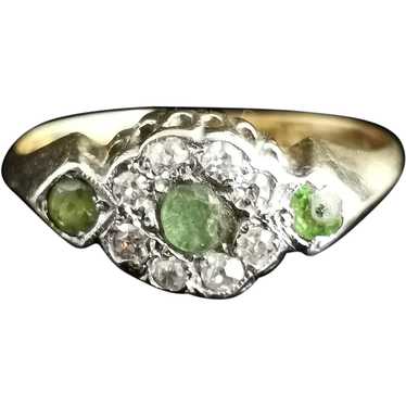 Antique Edwardian Peridot and Diamond cluster rin… - image 1