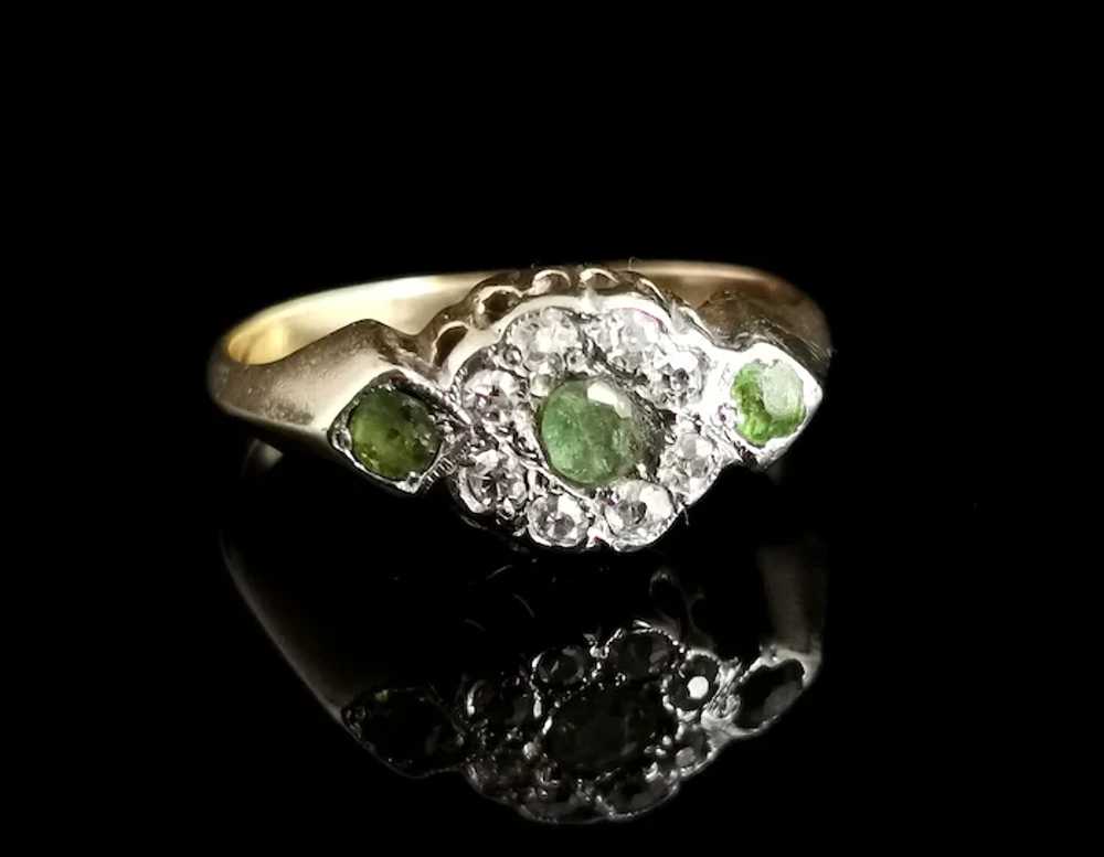 Antique Edwardian Peridot and Diamond cluster rin… - image 3
