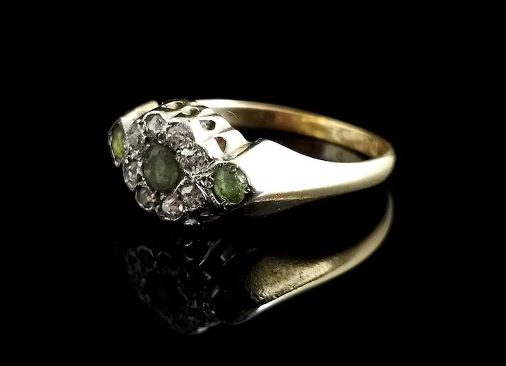 Antique Edwardian Peridot and Diamond cluster rin… - image 5