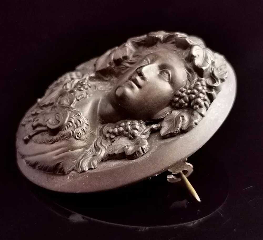 Antique Victorian Vulcanite Bacchante brooch - image 4