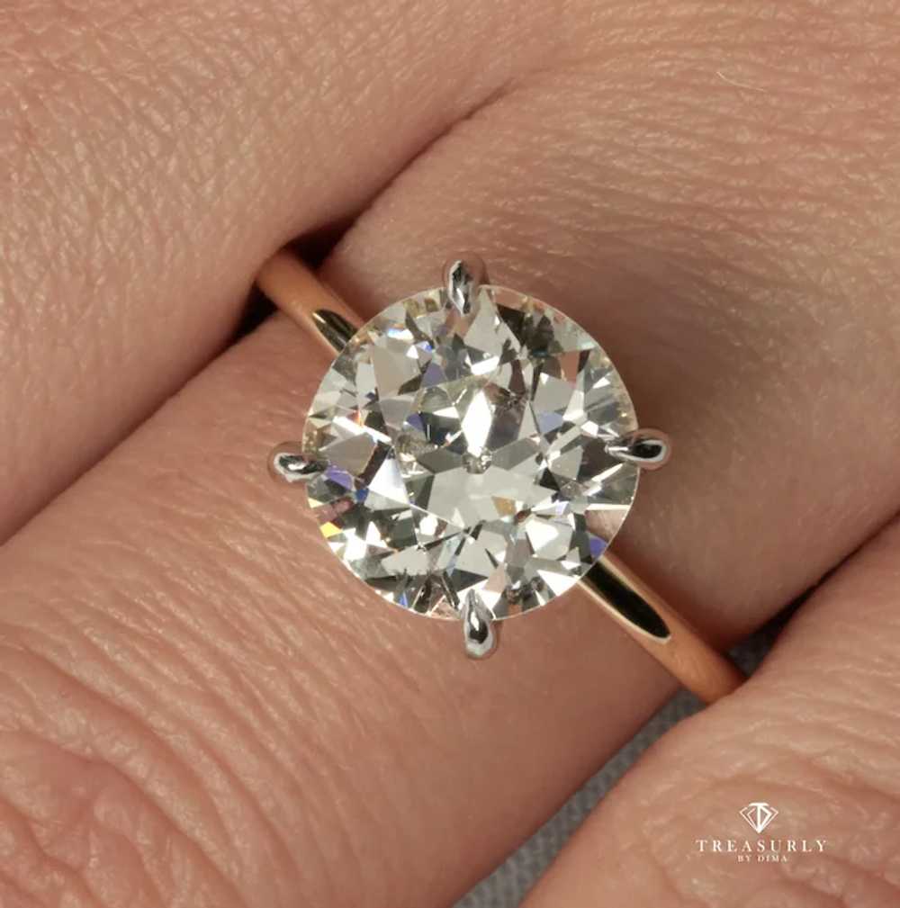 GIA 3.35ct Antique Old European Diamond Solitaire… - image 9