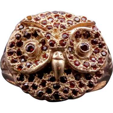 14 Karat Rose Gold, 9 Karat Rose Gold & Garnet Owl