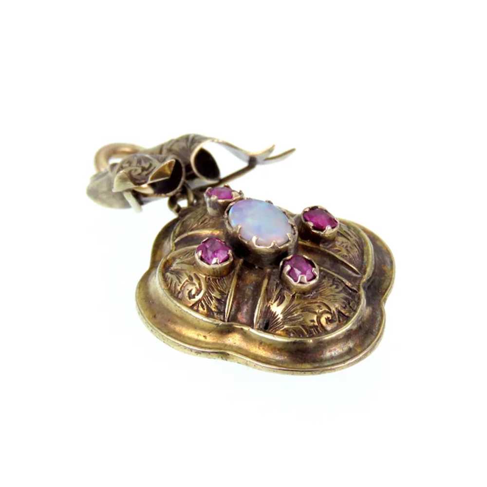 Opal and Ruby 18k Gold Pendant - image 2