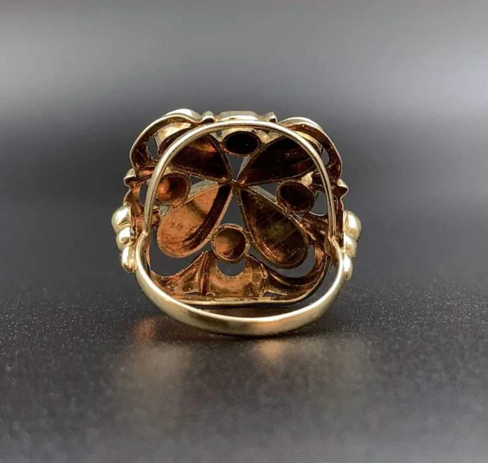 Antique 14K Gold Garnet Dome Ring - image 3