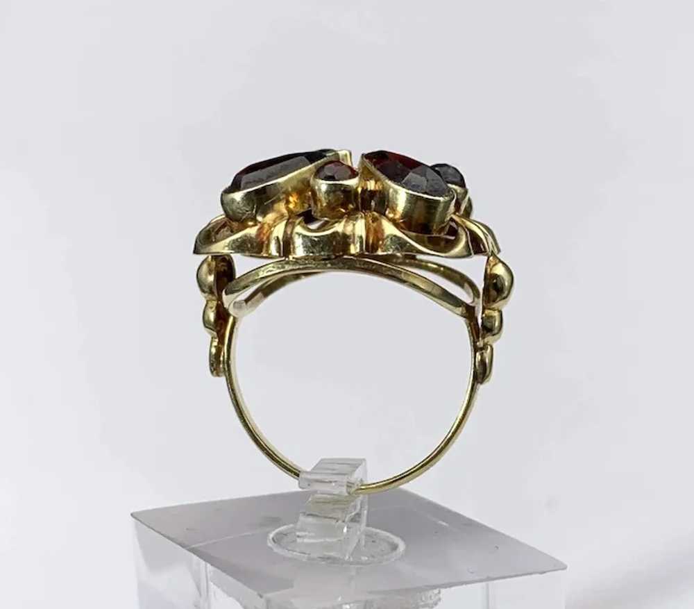 Antique 14K Gold Garnet Dome Ring - image 4