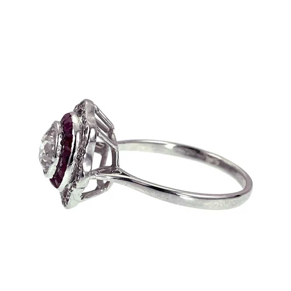 Art Deco 18K, Diamond & Ruby Bullseye Ring - image 6