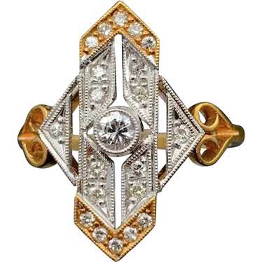 Art Deco 18K & Diamond Ring