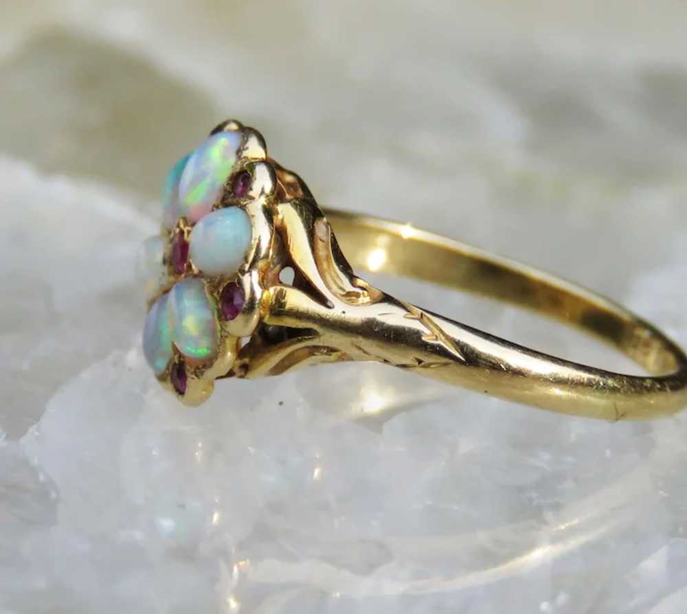 Flower Petal Opal and Spinel 18k Gold Ring - image 4