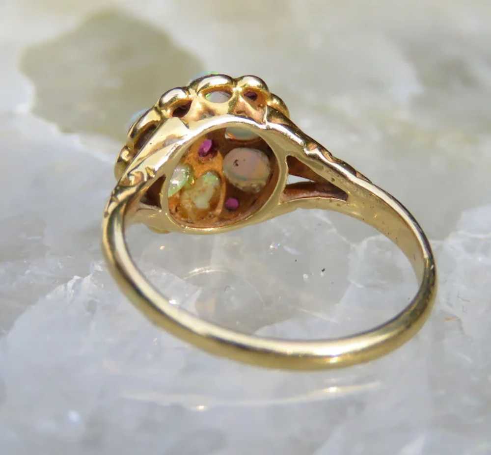 Flower Petal Opal and Spinel 18k Gold Ring - image 5