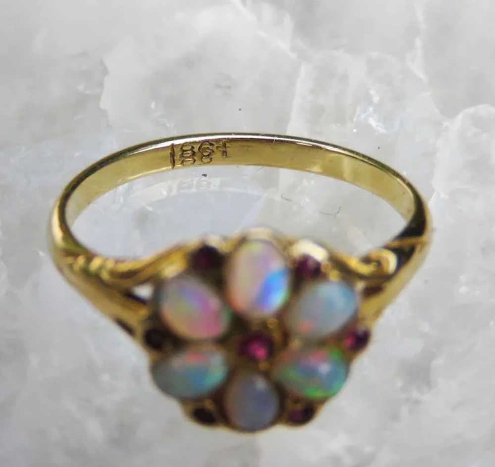 Flower Petal Opal and Spinel 18k Gold Ring - image 6