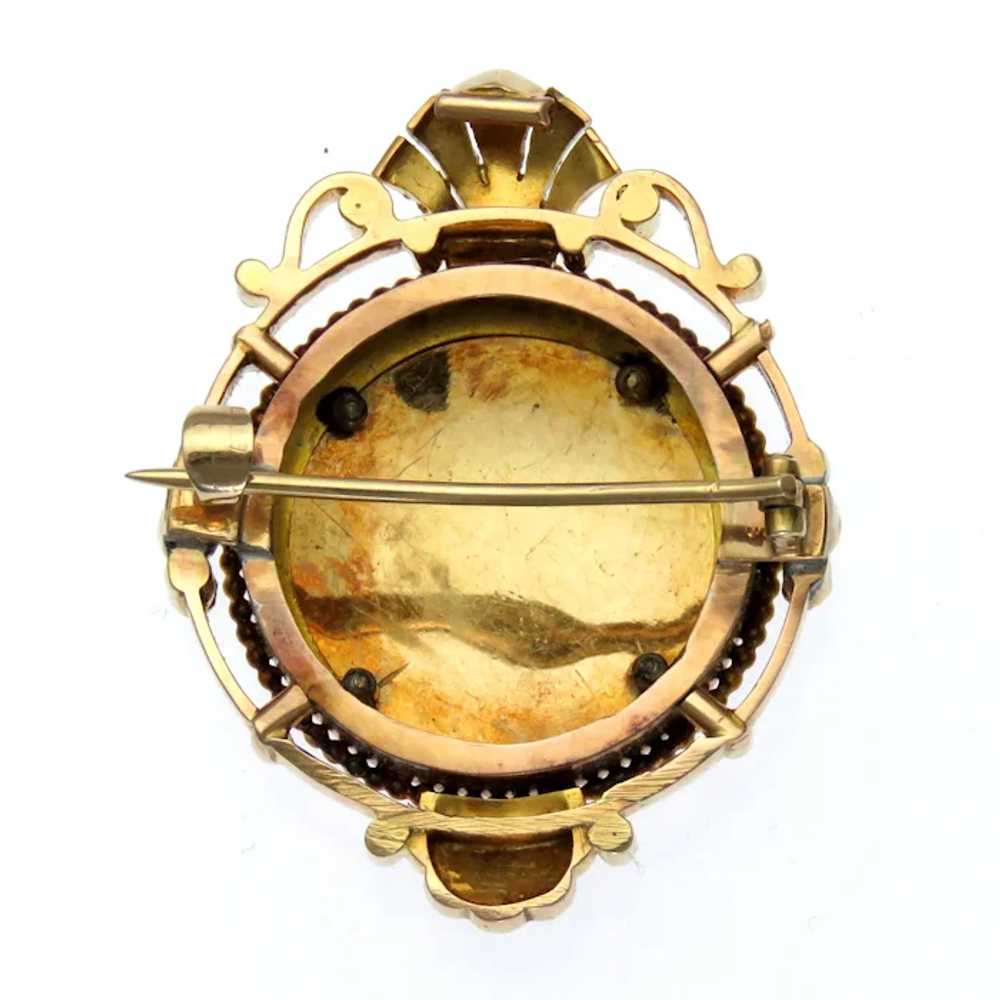 19th Century Pearl Front Face Ornamental Brooch i… - image 2