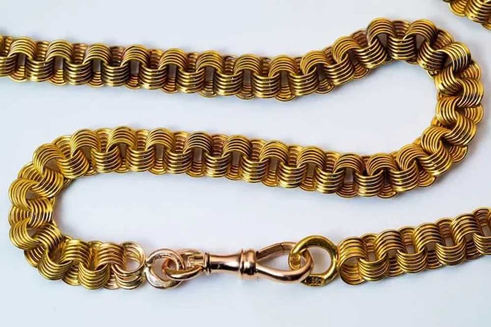 Antique Russian 14K Gold Flat Link Chain Necklace - image 4