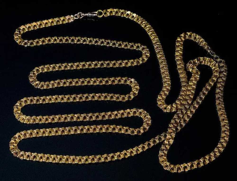 Antique Russian 14K Gold Flat Link Chain Necklace - image 5