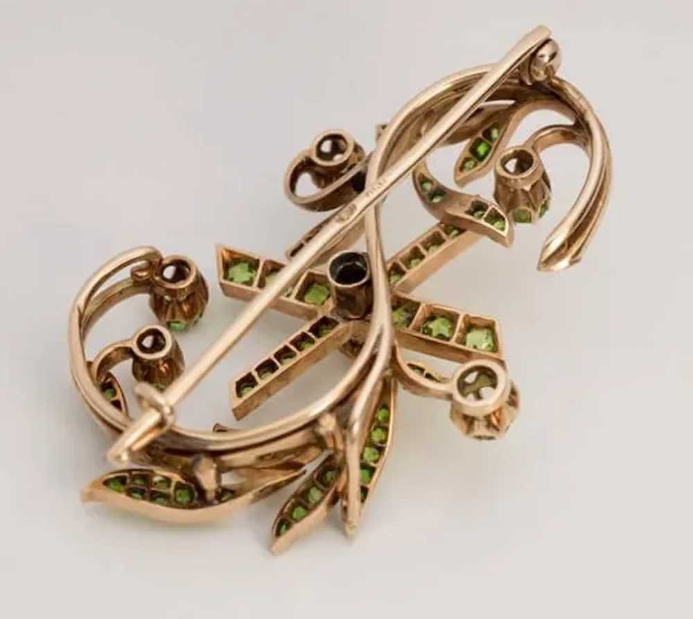 Art Nouveau Antique Russian Demantoid Garnet 14K … - image 4