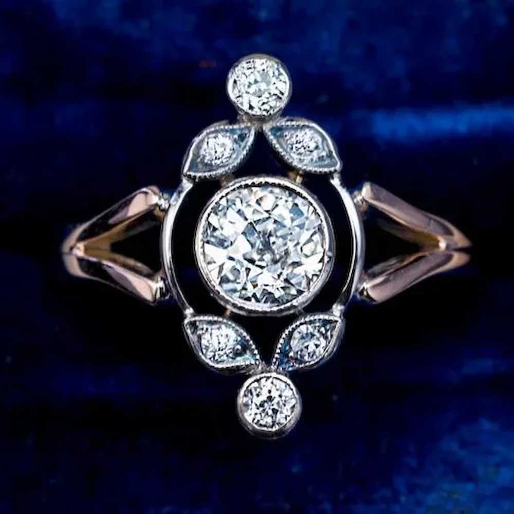 Antique Edwardian Era 1.10 Ctw Diamond Rose 14K G… - image 3