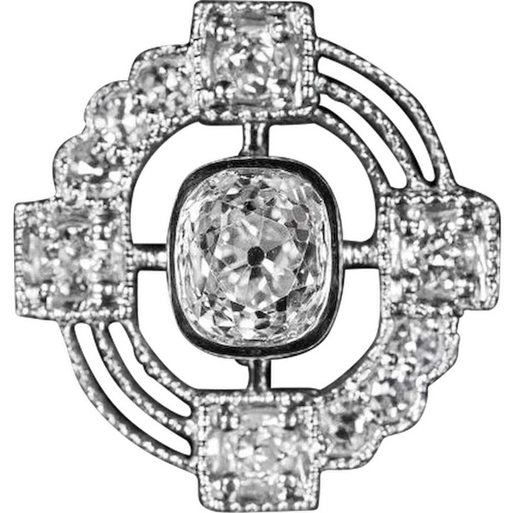 Unusual Asymmetrical Design 1 Carat Diamond Plati… - image 1