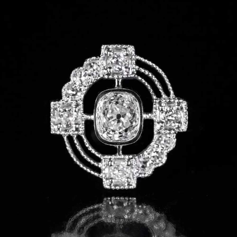 Unusual Asymmetrical Design 1 Carat Diamond Plati… - image 3