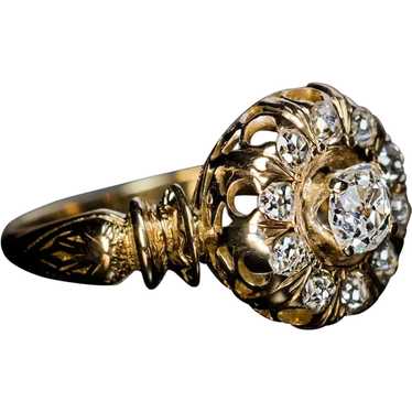 Ornate Antique Victorian Old Mine Cut Diamond Ring