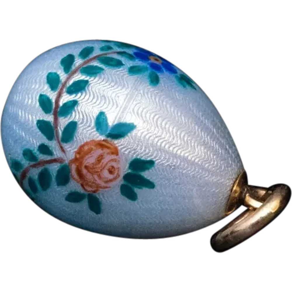 Antique Russian Flower Garland Egg Pendant Ref: 1… - image 1