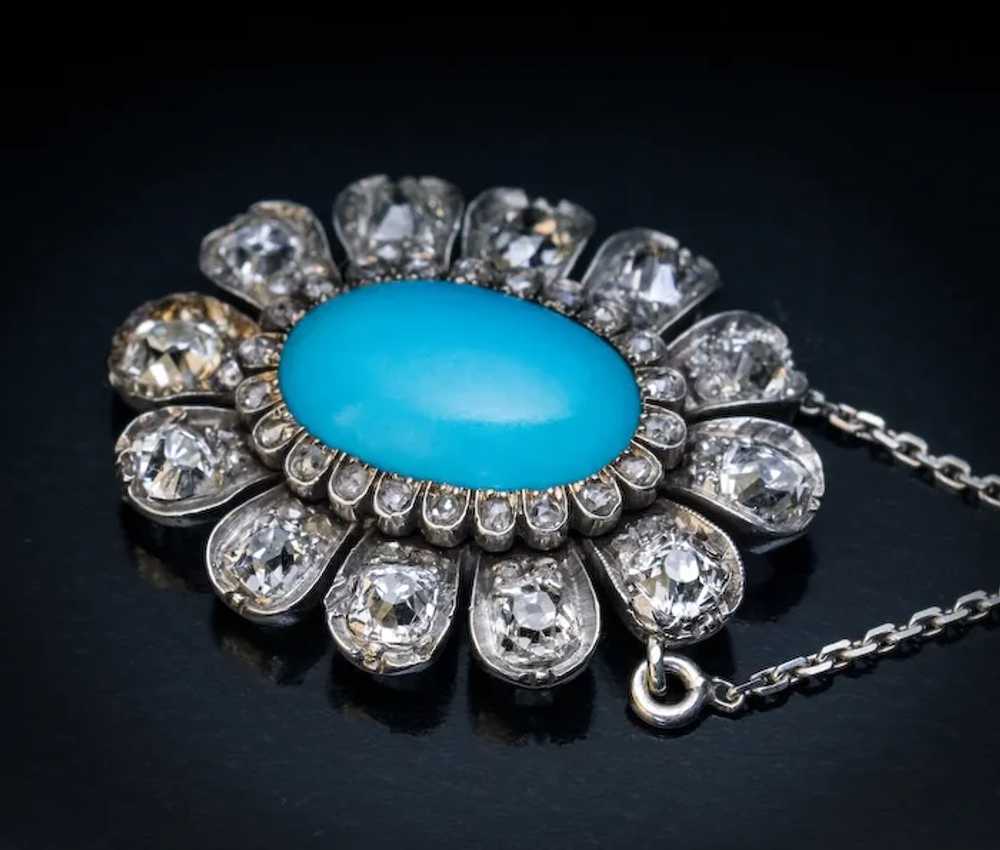 19th Century Antique Turquoise Diamond Necklace - image 2