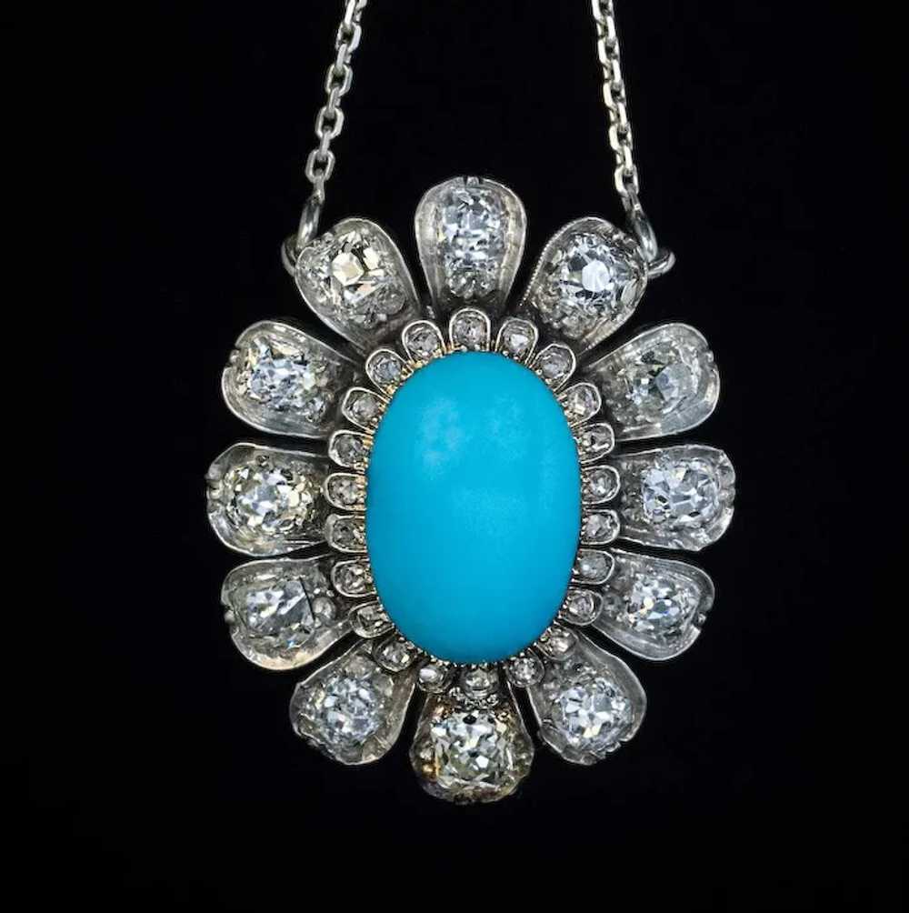 19th Century Antique Turquoise Diamond Necklace - image 4