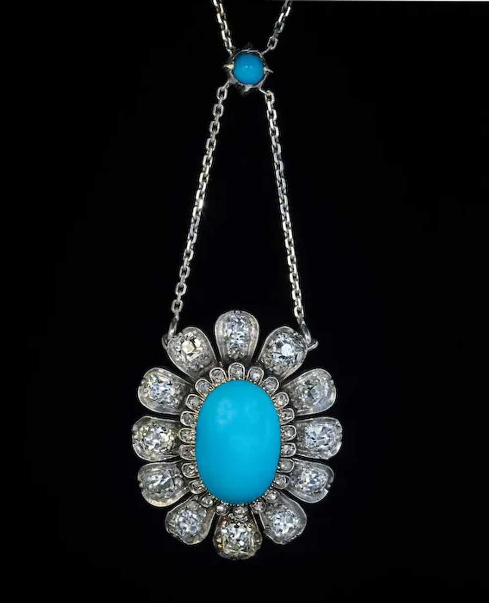 19th Century Antique Turquoise Diamond Necklace - image 5