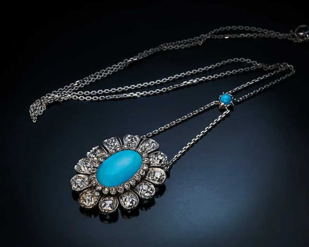 19th Century Antique Turquoise Diamond Necklace - image 6